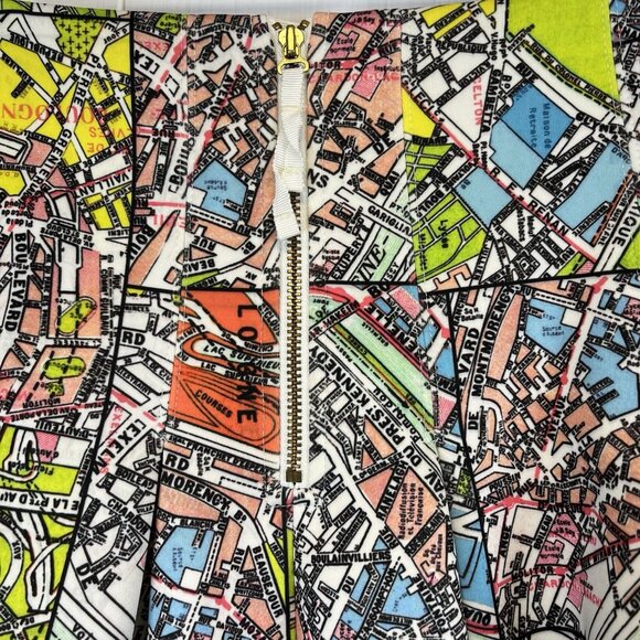 Maeve Anthropologie Womens Pleated Mini Skirt Size 6‎ Paris Map Print Scuba - Picture 5 of 12